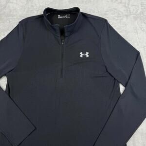 Under Armour HeatGear Black Quarter Zip Long Sleeve Performance Top Men’s MD Gym